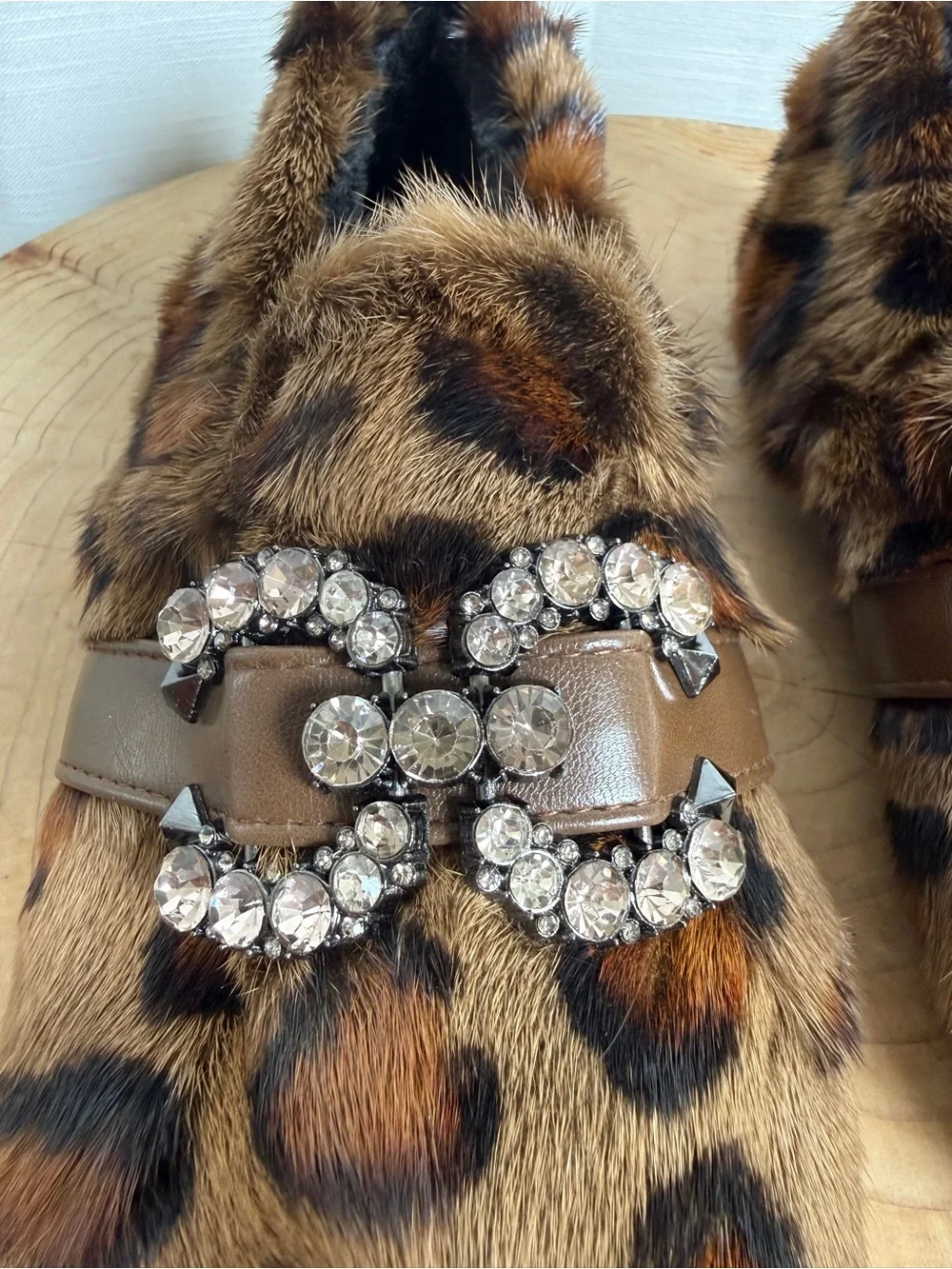 Budget to Go by Coye Nokes Leopard Faux Fur Crystal Buckle Loafers | NWOT EU 35